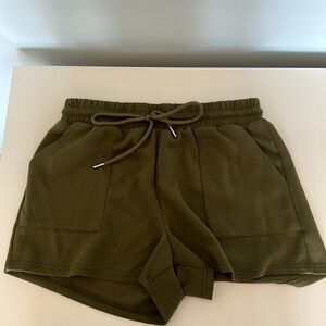 Dark green soft cloth shorts